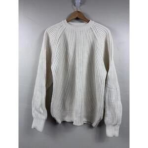 Vintage 90s Gap Ribbed Sweater Size XL Ivory Fisherman Pullover Oversized